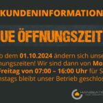 Änderung unserer Öffnungszeiten ab dem 01.10.2024